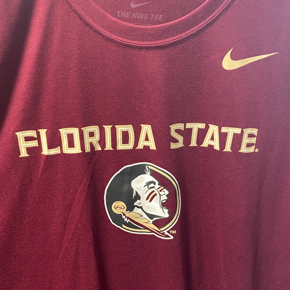 Nike Maroon Florida State Tee with Gold Logo- New Without Tag